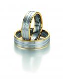 Marrying 585 Weissgold /Gelbgold, 6,00 mm Breite, seidenmatt / poliert, 1 Brillant 0,035 ct. TW/SI,